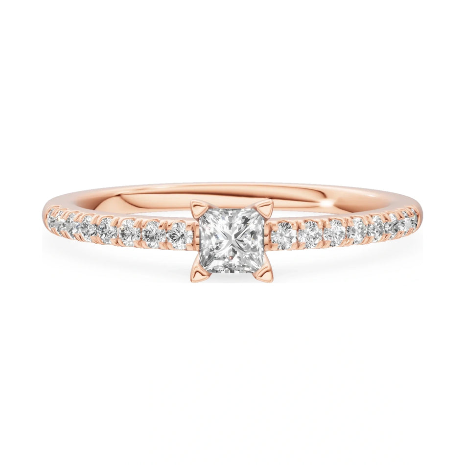 GREMARI Seven Solis 14K white gold engagement ring with 0.15 ct princess-cut lab-grown diamond