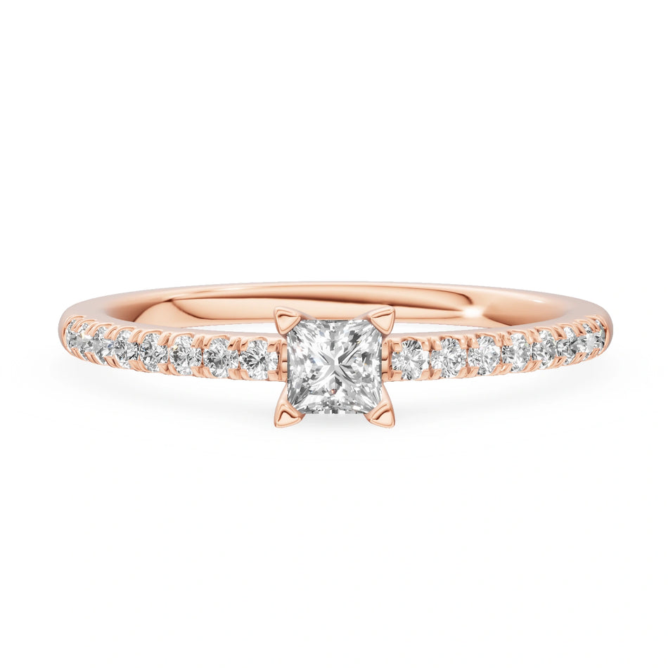 Gremari Seven Solis zásnubní prsten z růžového zlata s 0,15 ct přírodním diamantem – Princess