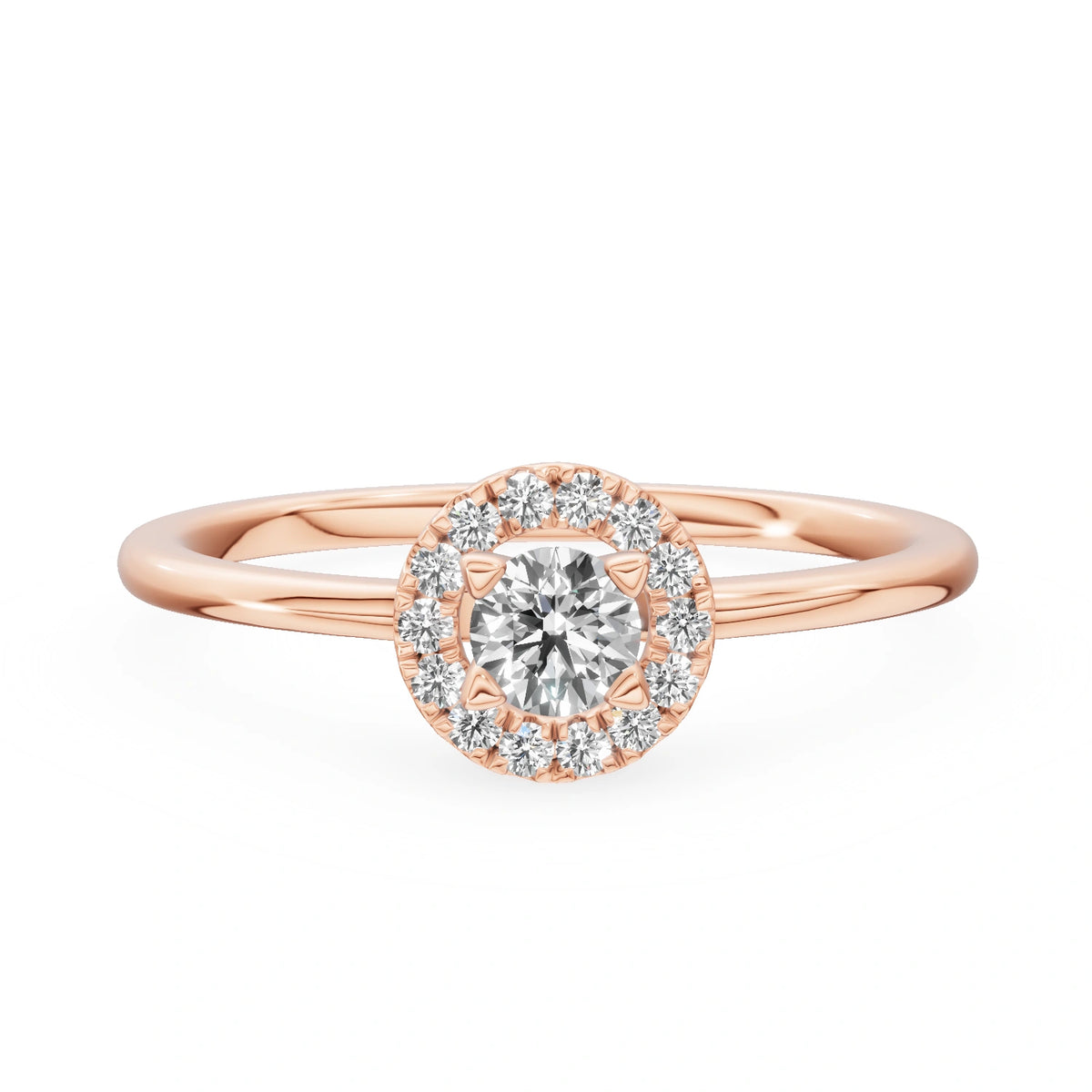 Bague de fiançailles en or rose 14 carats (585) - Gremari Seven Aura avec diamant cultivé en laboratoire de 0,15 ct, taille ronde