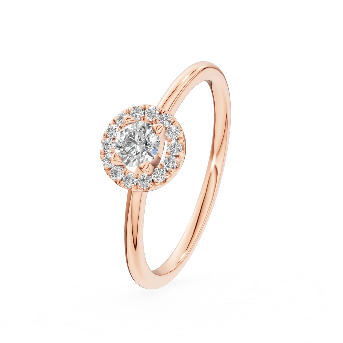 Bague de fiançailles en or rose 14 carats (585) - Gremari Seven Aura avec diamant cultivé en laboratoire de 0,15 ct, taille ronde