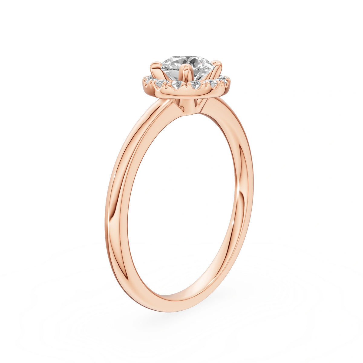 Bague de fiançailles en or rose 14 carats (585) - Gremari Seven Aura avec diamant cultivé en laboratoire de 0,50 ct, taille ronde