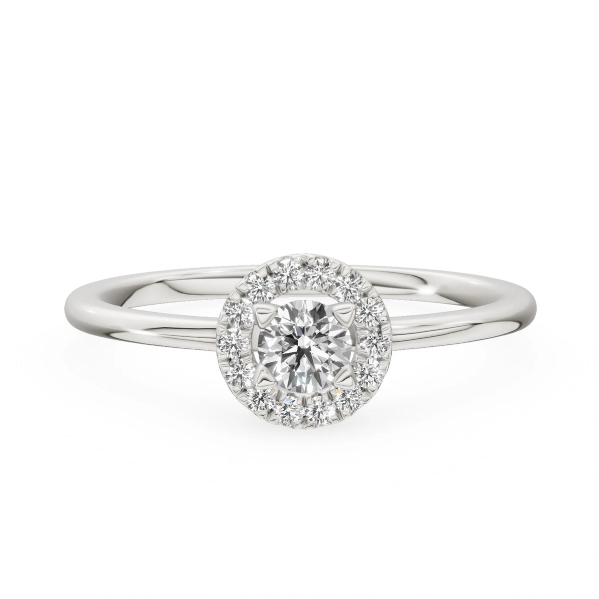 Bague de fiançailles en or blanc 14K (585) - Gremari Seven Aura avec diamant cultivé en laboratoire 0,15 ct, taille ronde