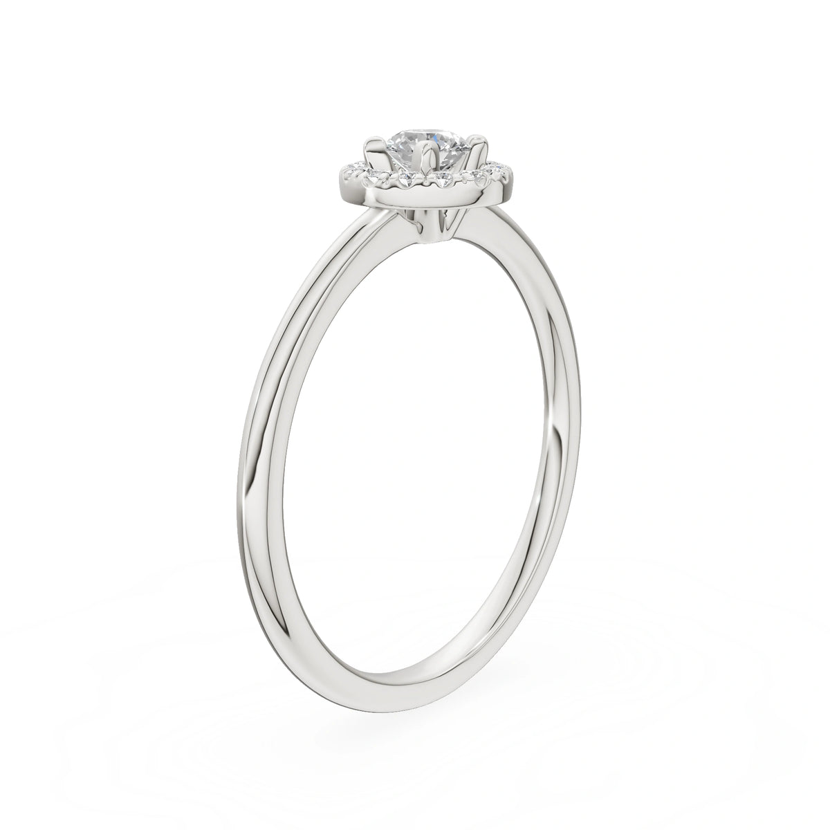 Bague de fiançailles en or blanc 14K (585) - Gremari Seven Aura avec diamant cultivé en laboratoire 0,15 ct, taille ronde