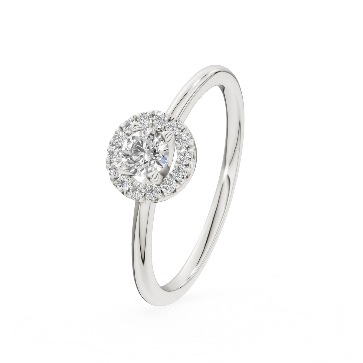Bague de fiançailles en or blanc 14K (585) - Gremari Seven Aura avec diamant cultivé en laboratoire 0,15 ct, taille ronde