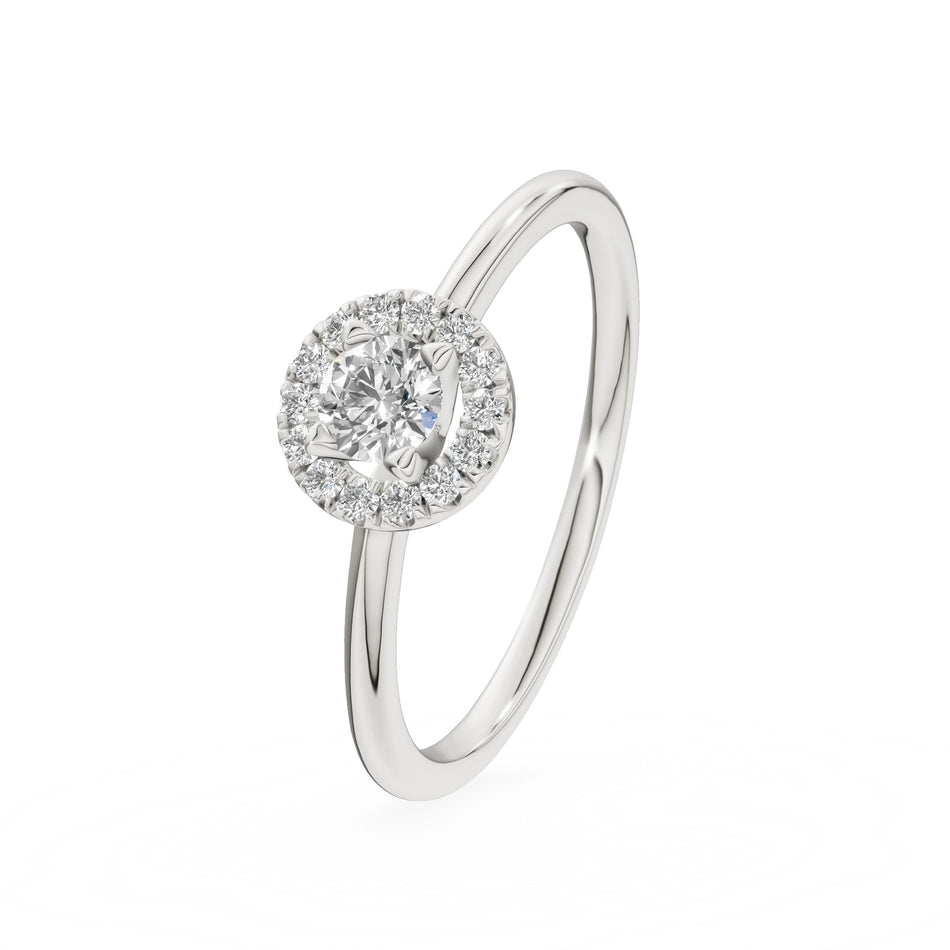 Gremari Seven Aura zásnubní prsten z bílého zlata s 0,15 ct lab-grown diamantem – Round/Brilliant