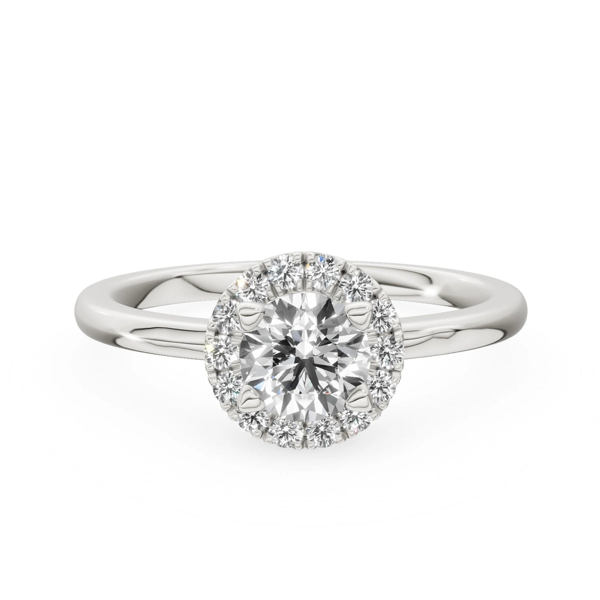 Bague de fiançailles en or blanc 14K (585) - Gremari Seven Aura avec diamant cultivé en laboratoire 0,50 ct, taille ronde