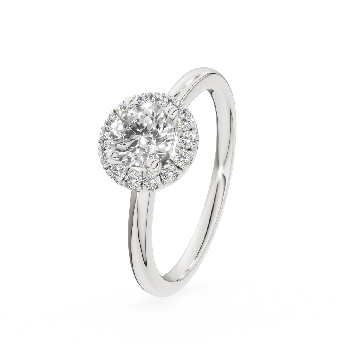 Bague de fiançailles en or blanc 14K (585) - Gremari Seven Aura avec diamant cultivé en laboratoire 0,50 ct, taille ronde