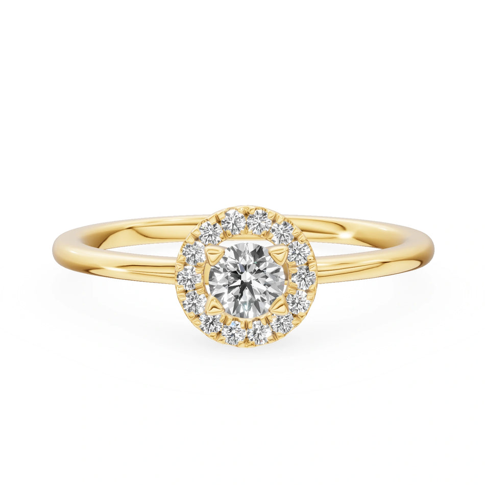 Gremari Seven Aura zásnubní prsten ze žlutého zlata s 0,15 ct lab-grown diamantem – Round/Brilliant