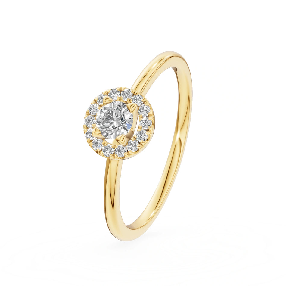 Gremari Seven Aura zásnubní prsten ze žlutého zlata s 0,15 ct lab-grown diamantem – Round/Brilliant