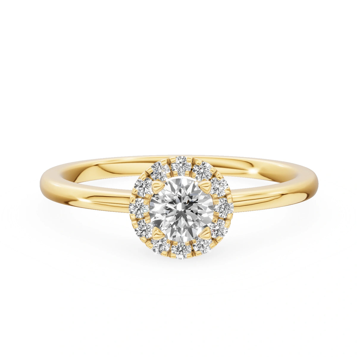 Bague de fiançailles en or jaune 14 carats (585) - Gremari Seven Aura avec diamant cultivé en laboratoire de 0,30 ct, taille ronde