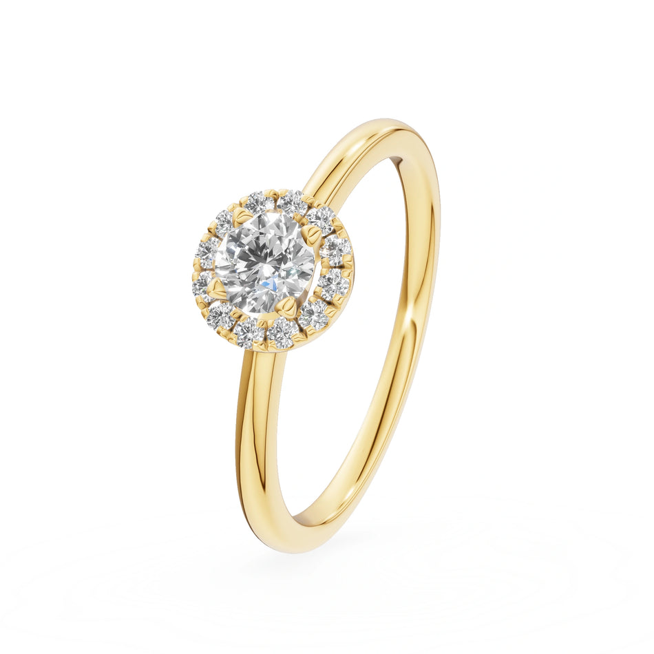Gremari Seven Aura zásnubní prsten ze žlutého zlata s 0,30 ct lab-grown diamantem – Round/Brilliant