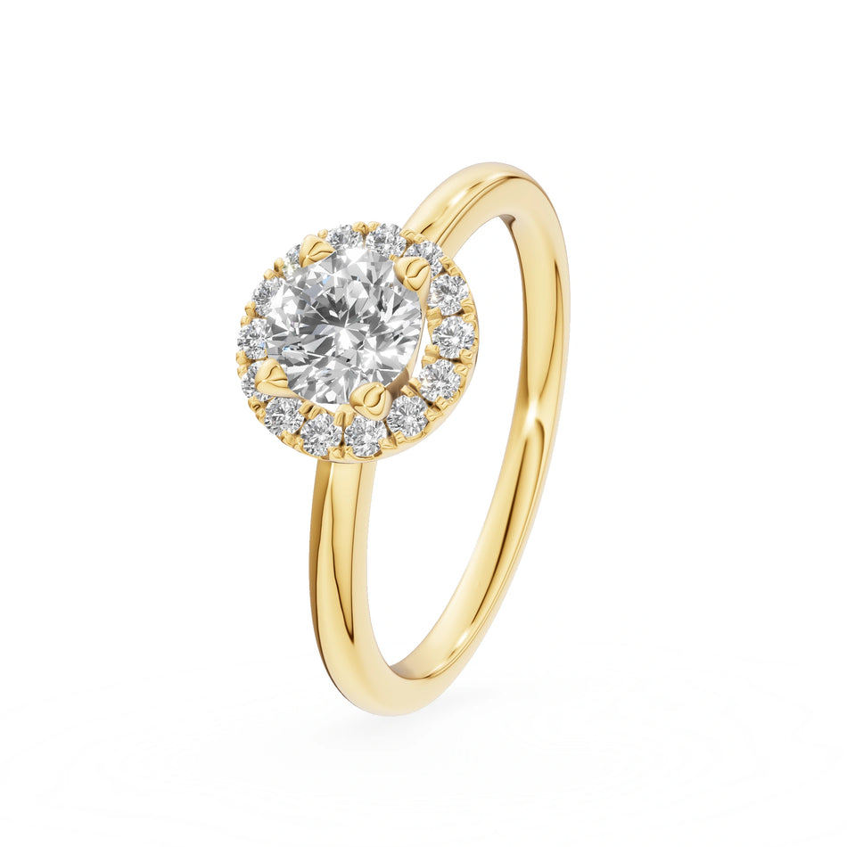 Gremari Seven Aura zásnubní prsten ze žlutého zlata s 0,50 ct lab-grown diamantem – Round/Brilliant