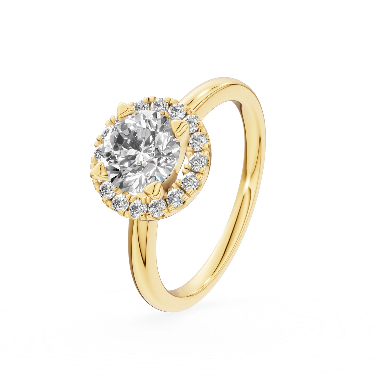 Gremari Seven Aura zásnubný prsteň zo žltého zlata s 1,00 ct lab-grown diamantom – Round/Brilliant