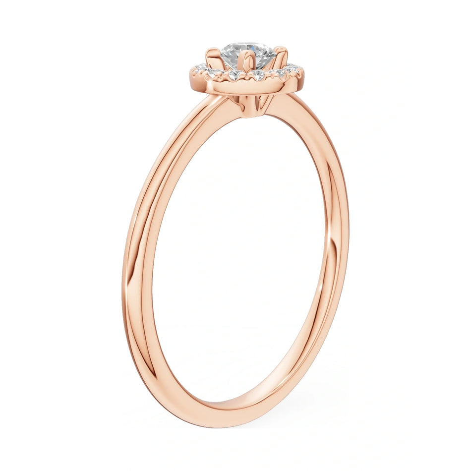14K rose gold GREMARI Seven Aura ring with 0.15 ct round-cut natural diamond