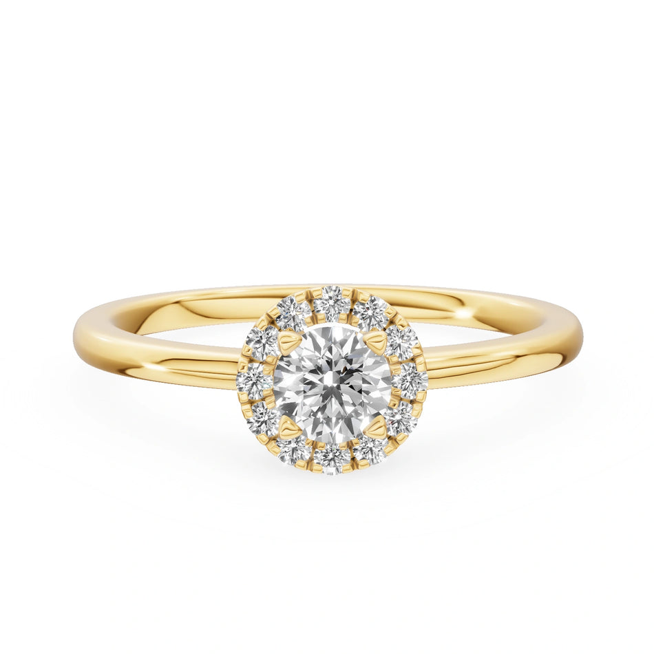 Bague de fiançailles en or jaune 14 carats (585) - Gremari Seven Aura avec diamant de 0,30 ct, taille ronde