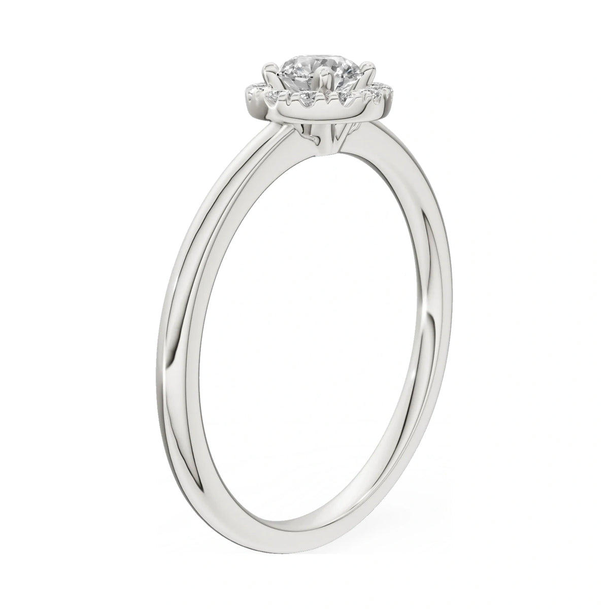 14K white gold GREMARI Seven Aura ring with 0.30 ct round-cut natural diamond