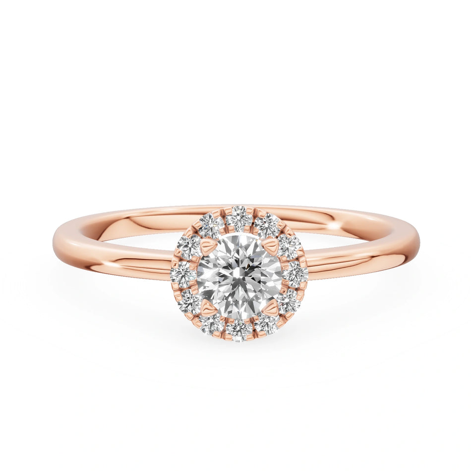 Rose Gold 14K (585) Engagement Ring - Gremari Seven Aura with 0,30ct Diamond, Round Cut