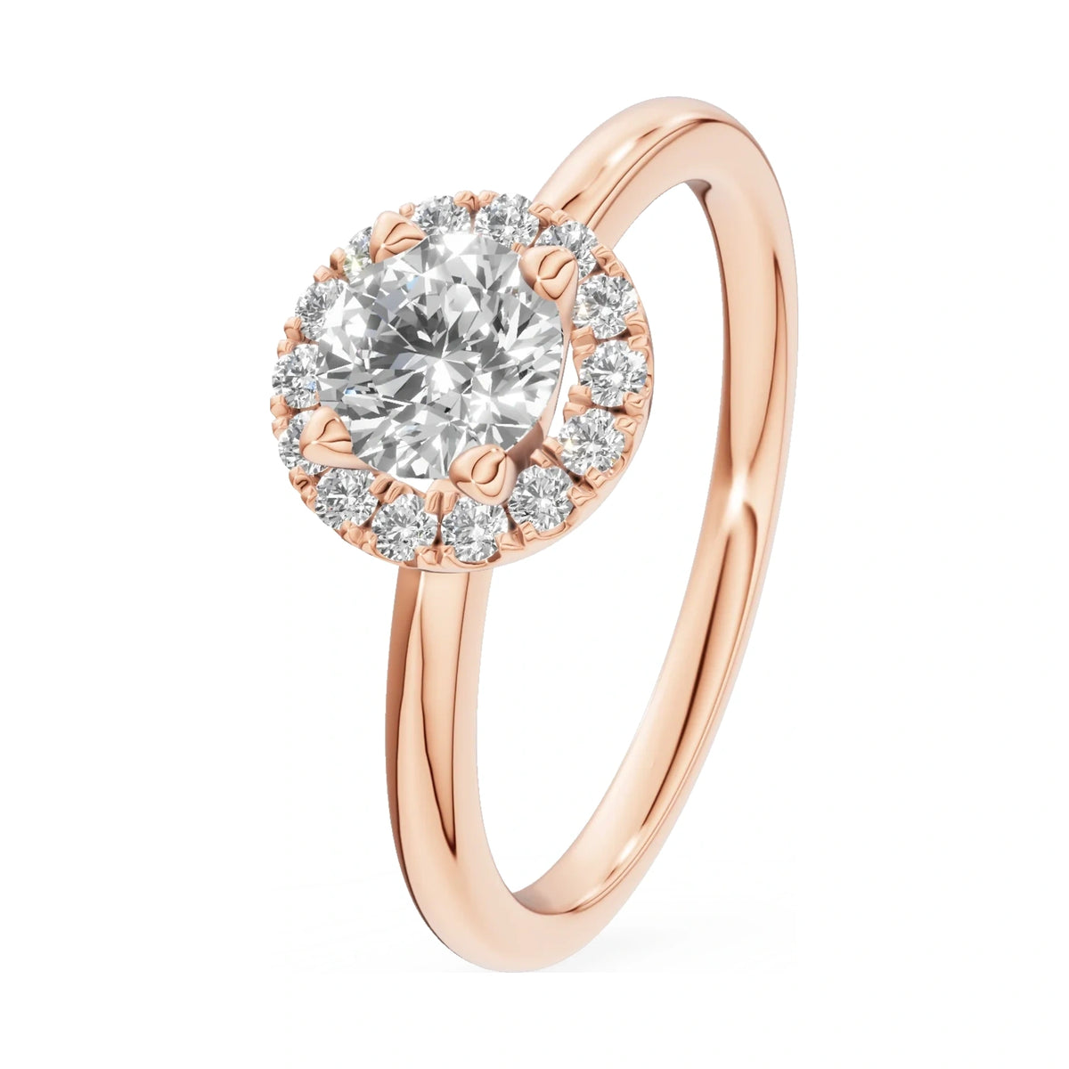 0.50 ct round-cut natural diamond GREMARI Seven Aura engagement ring in 14K rose gold
