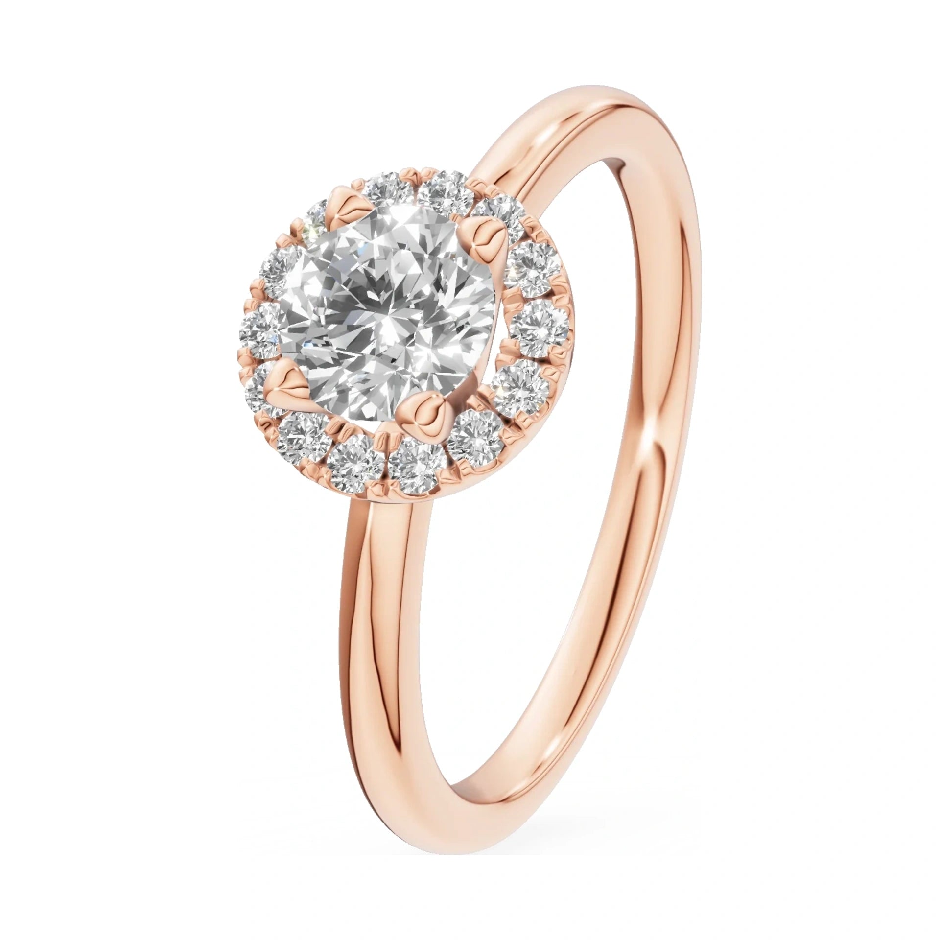 0.50 ct round-cut natural diamond GREMARI Seven Aura engagement ring in 14K rose gold