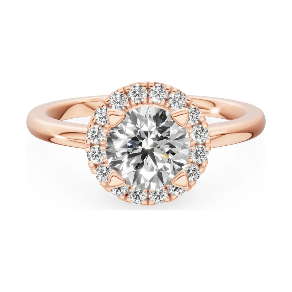 GREMARI Seven Aura 14K rose gold engagement ring with 1.00 ct round-cut natural diamond