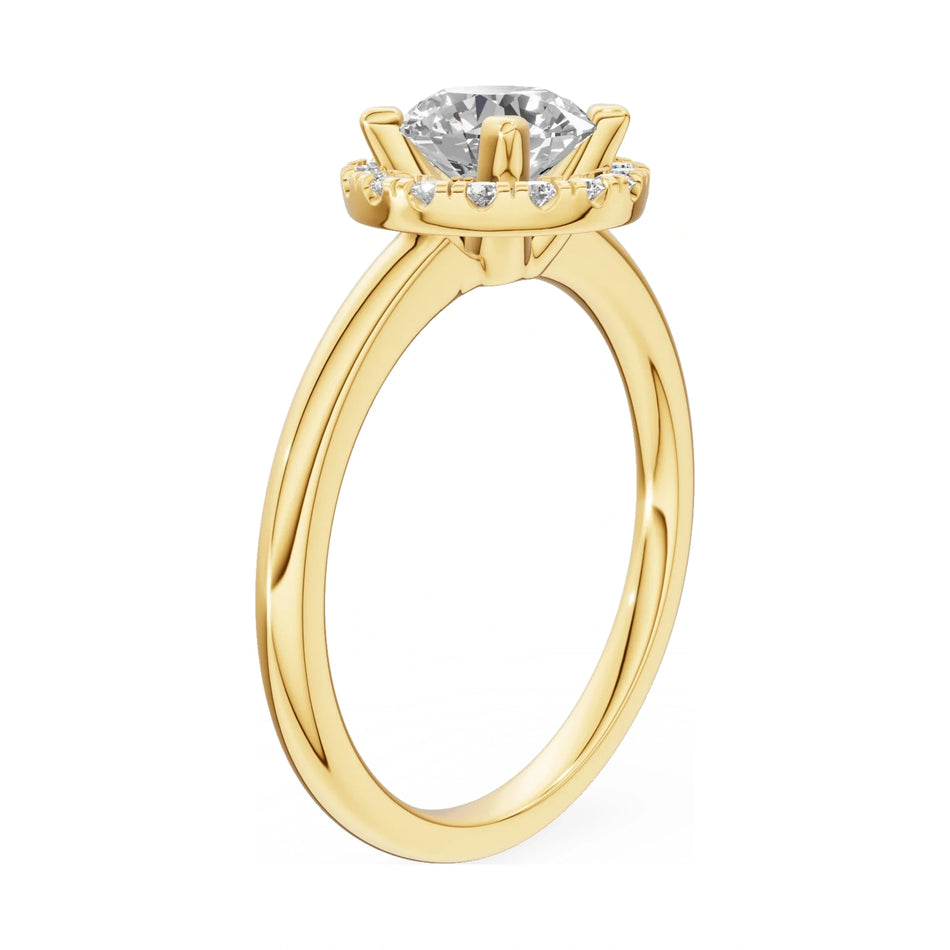 14K yellow gold GREMARI Seven Aura ring with 1.00 ct round-cut natural diamond