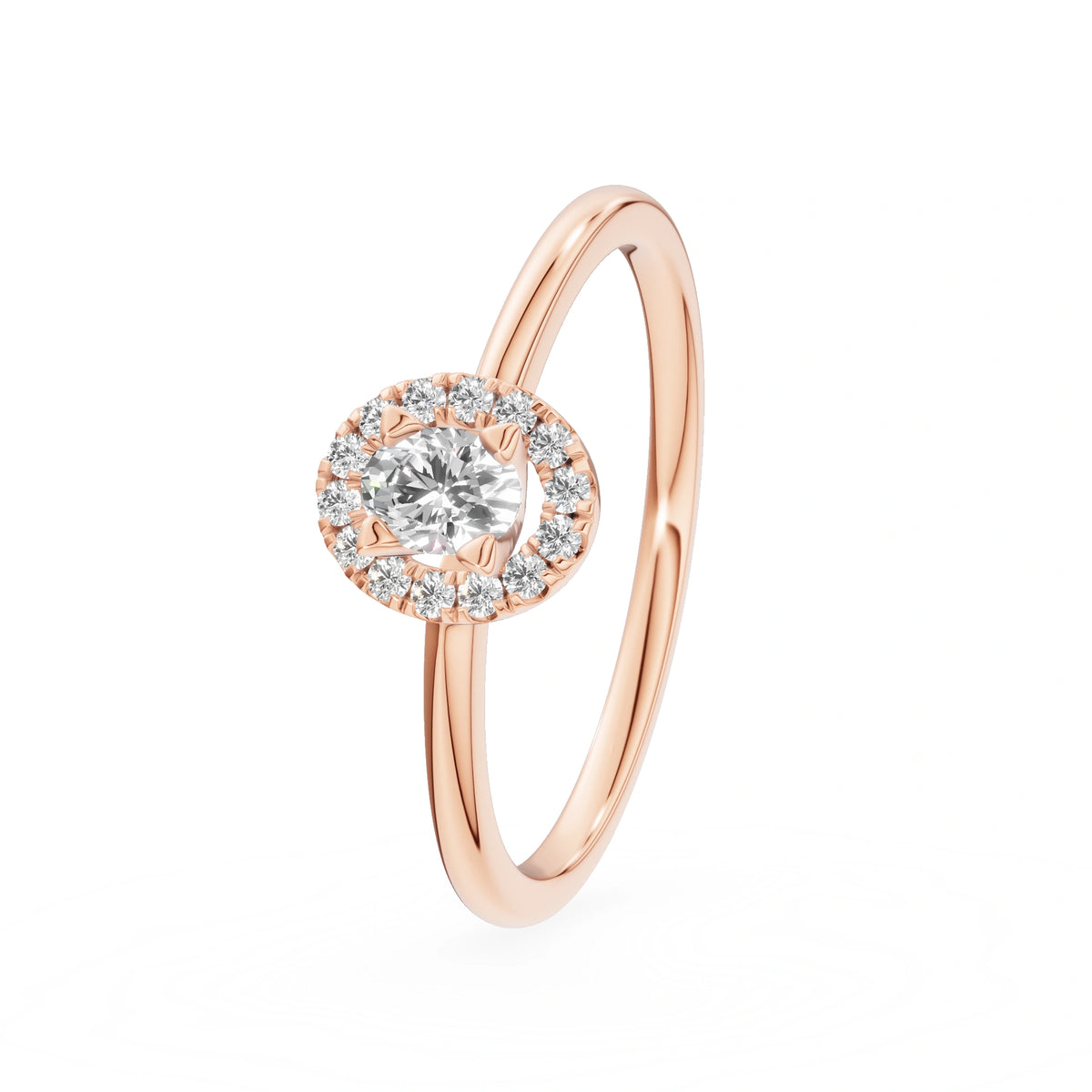 Gremari Seven Aura zásnubný prsteň z ružového zlata s 0,15 ct lab-grown diamantom – Oval