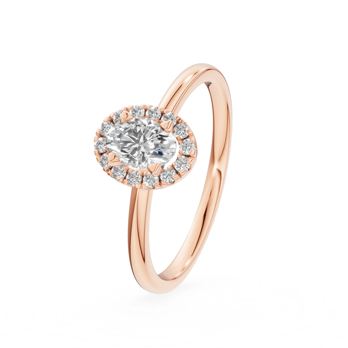 Bague de fiançailles en or rose 14K (585) - Gremari Seven Aura avec diamant cultivé en laboratoire 0,30 ct, taille ovale