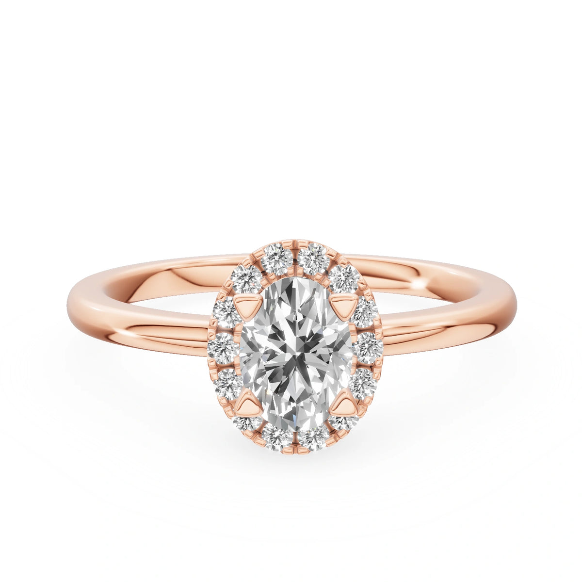 Rose Gold 14K (585) Engagement Ring - Gremari Seven Aura with 0,50ct Lab Grown Diamond, Oval Cut