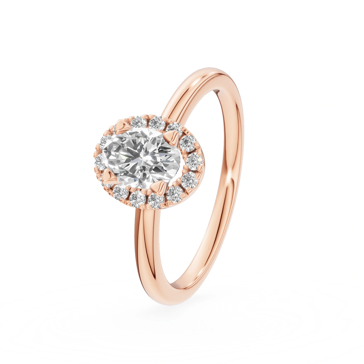 Rose Gold 14K (585) Engagement Ring - Gremari Seven Aura with 0,50ct Lab Grown Diamond, Oval Cut