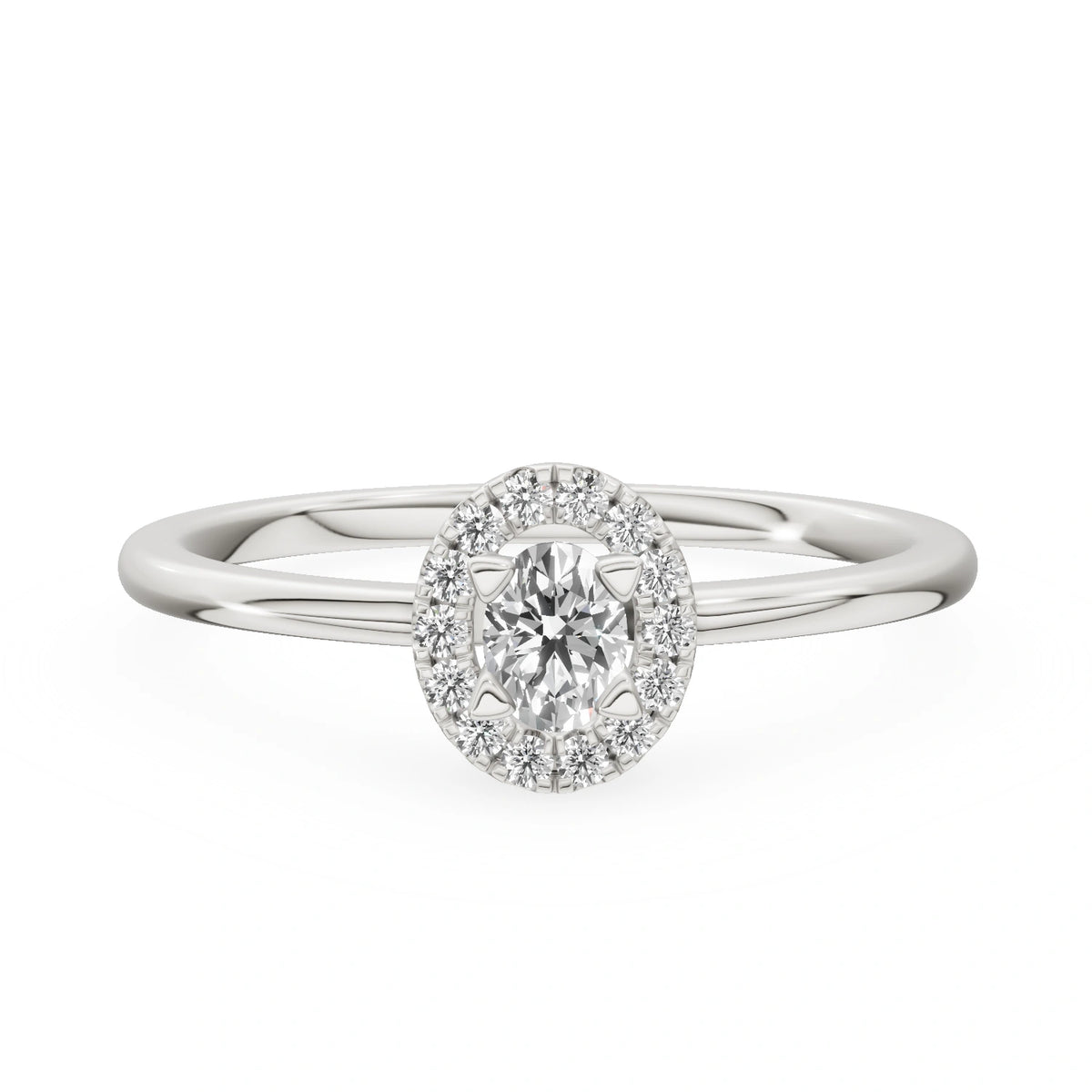 Bague de fiançailles en or blanc 14 carats (585) - Gremari Seven Aura avec diamant cultivé en laboratoire de 0,15 ct, taille ovale