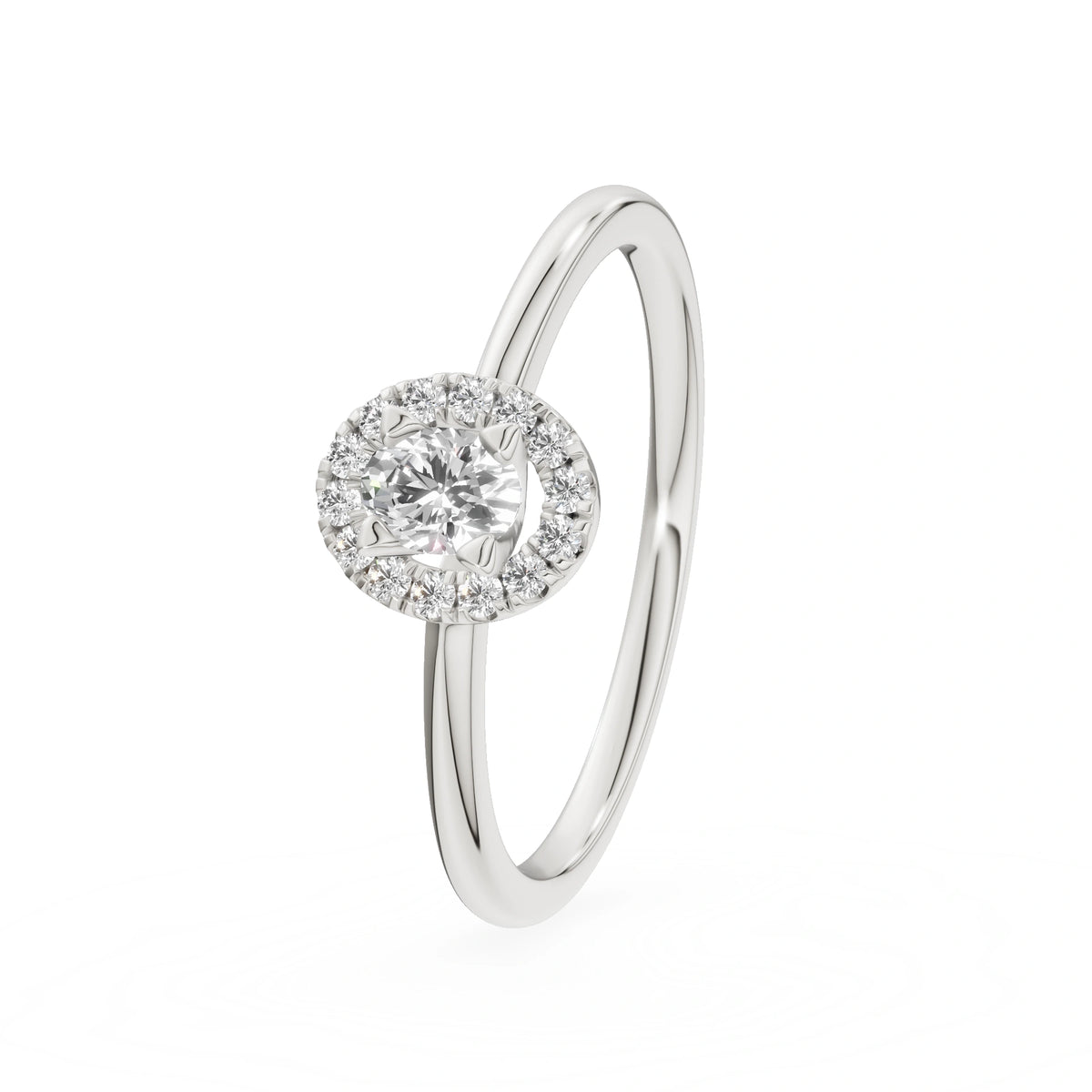 Bague de fiançailles en or blanc 14 carats (585) - Gremari Seven Aura avec diamant cultivé en laboratoire de 0,15 ct, taille ovale