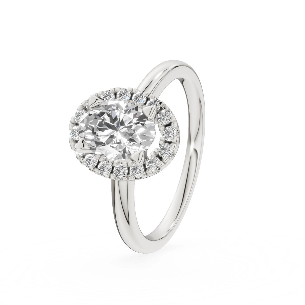 Gremari Seven Aura Verlobungsring aus Weißgold mit 1,00 ct Labordiamant – Oval