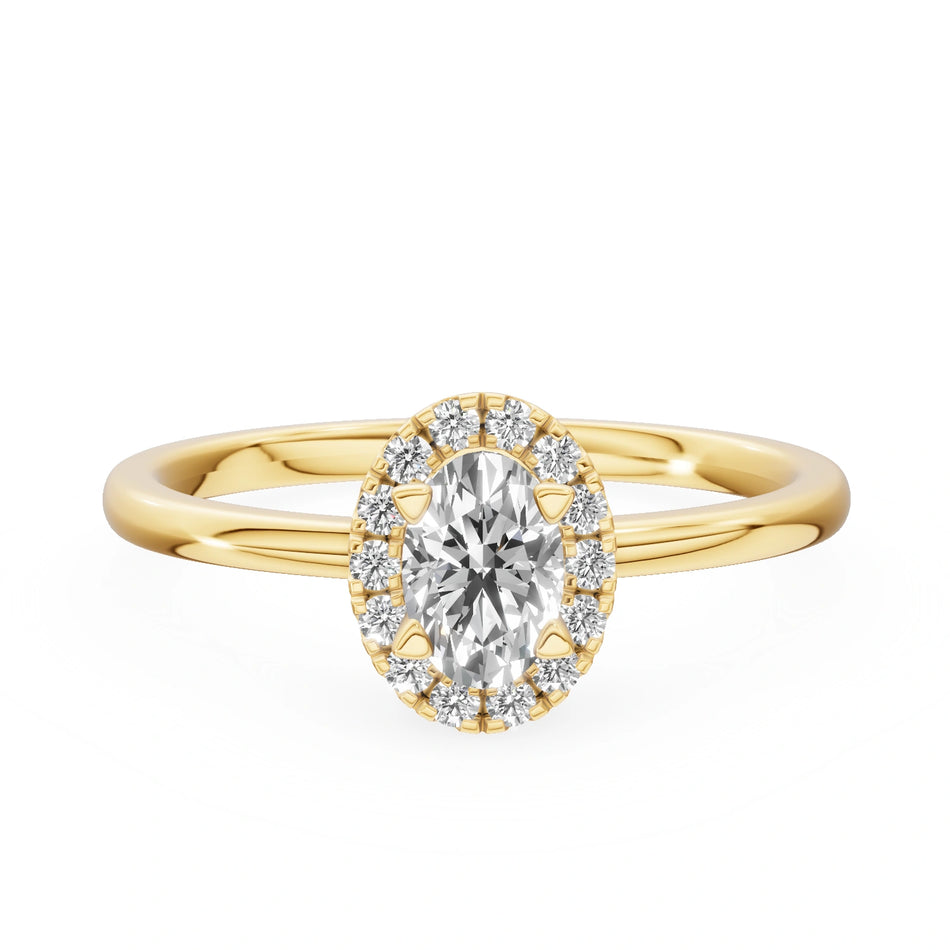Yellow Gold 14K (585) Engagement Ring - Gremari Seven Aura with 0,30ct Lab Grown Diamond, Oval Cut