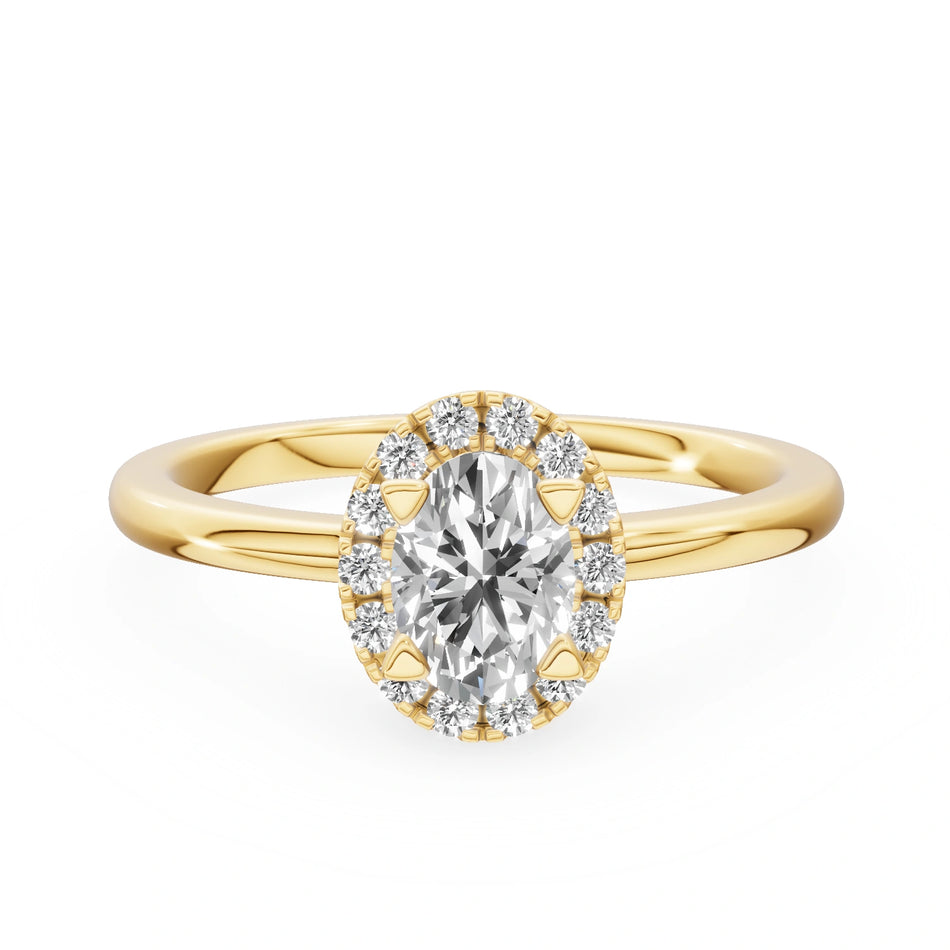 Yellow Gold 14K (585) Engagement Ring - Gremari Seven Aura with 0,50ct Lab Grown Diamond, Oval Cut