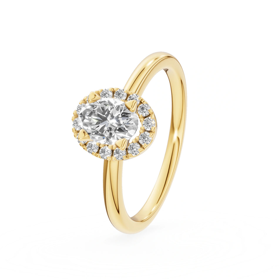 Yellow Gold 14K (585) Engagement Ring - Gremari Seven Aura with 0,50ct Lab Grown Diamond, Oval Cut