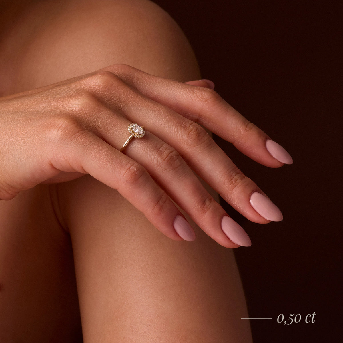 Rose Gold 14K (585) Engagement Ring - Gremari Seven Aura with 0,50ct Lab Grown Diamond, Oval Cut
