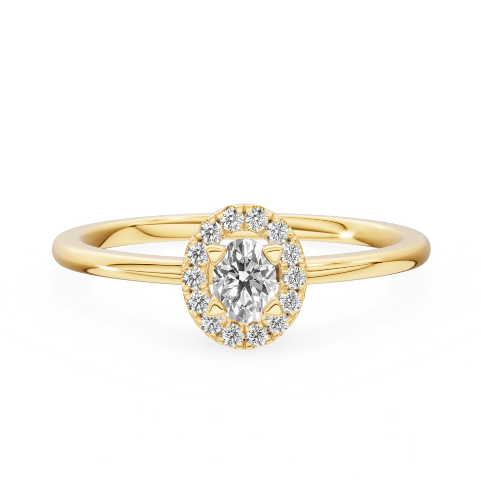 Bague de fiançailles en or jaune 14K (585) - Gremari Seven Aura avec diamant de 0,15 ct, taille ovale