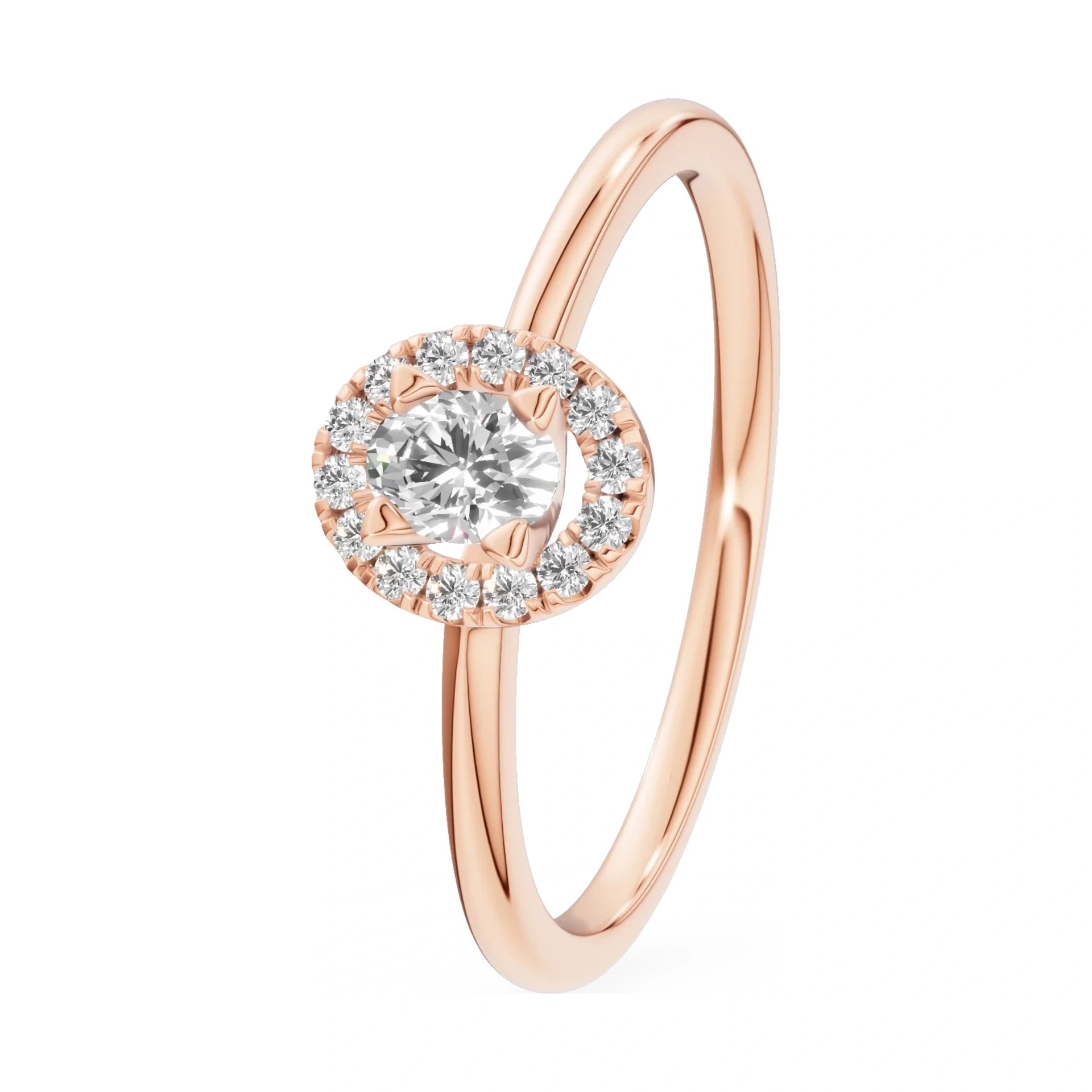 0.15 ct oval-cut natural diamond GREMARI Seven Aura engagement ring in 14K rose gold