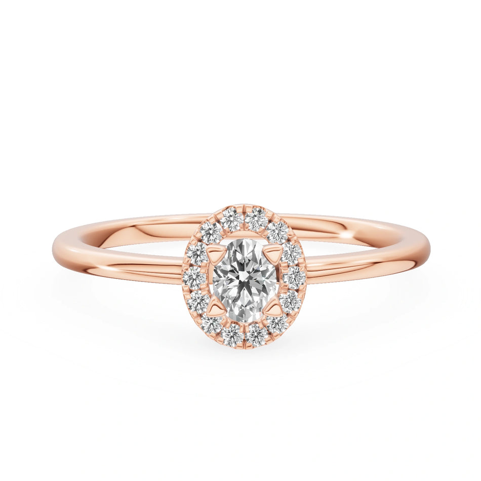 Rose Gold 14K (585) Engagement Ring - Gremari Seven Aura with 0,15ct Diamond, Oval Cut