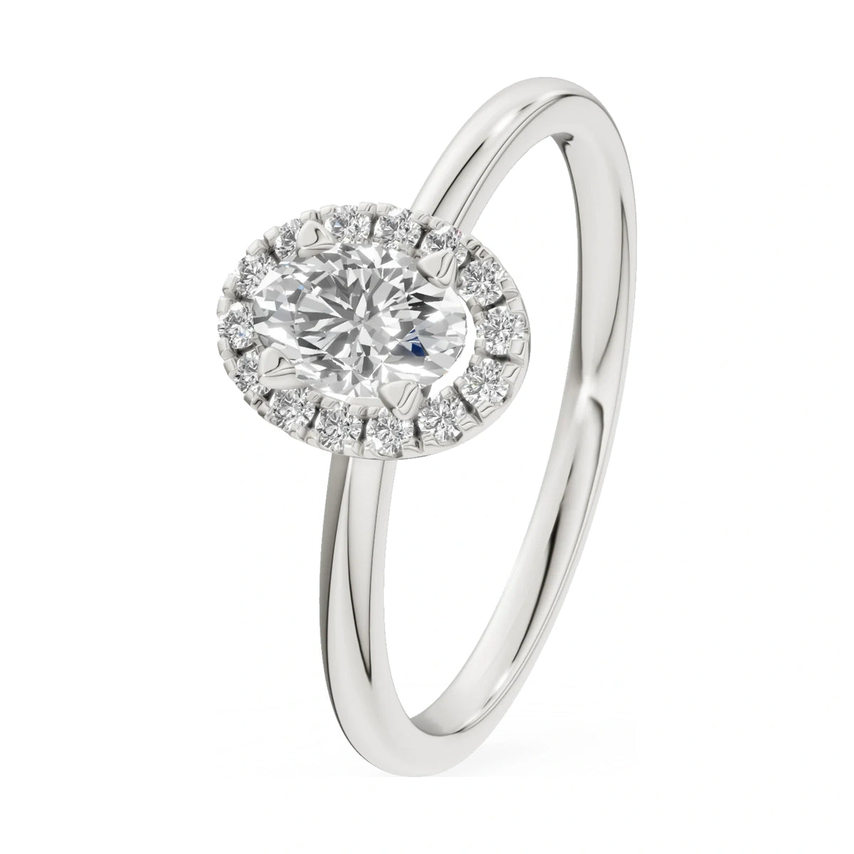 0.30 ct oval-cut natural diamond GREMARI Seven Aura engagement ring in 14K white gold