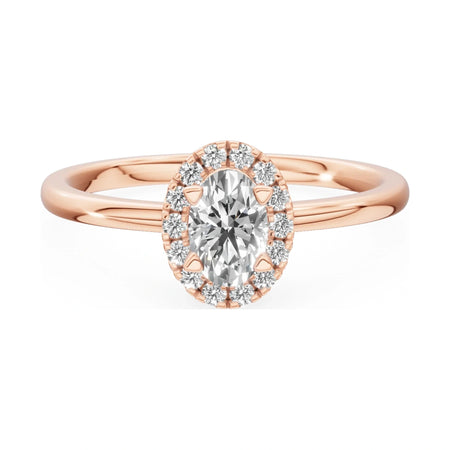 GREMARI Seven Aura 14K rose gold engagement ring with 0.30 ct oval-cut natural diamond