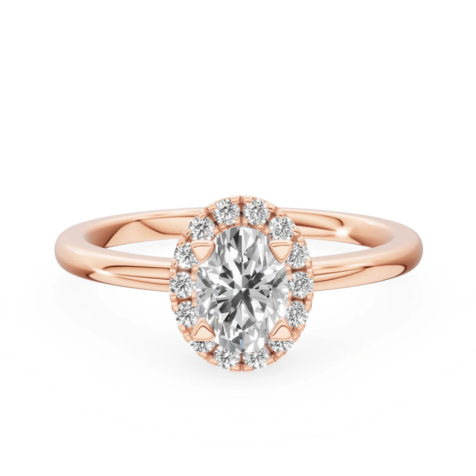 Rose Gold 14K (585) Engagement Ring - Gremari Seven Aura with 0,50ct Diamond, Oval Cut