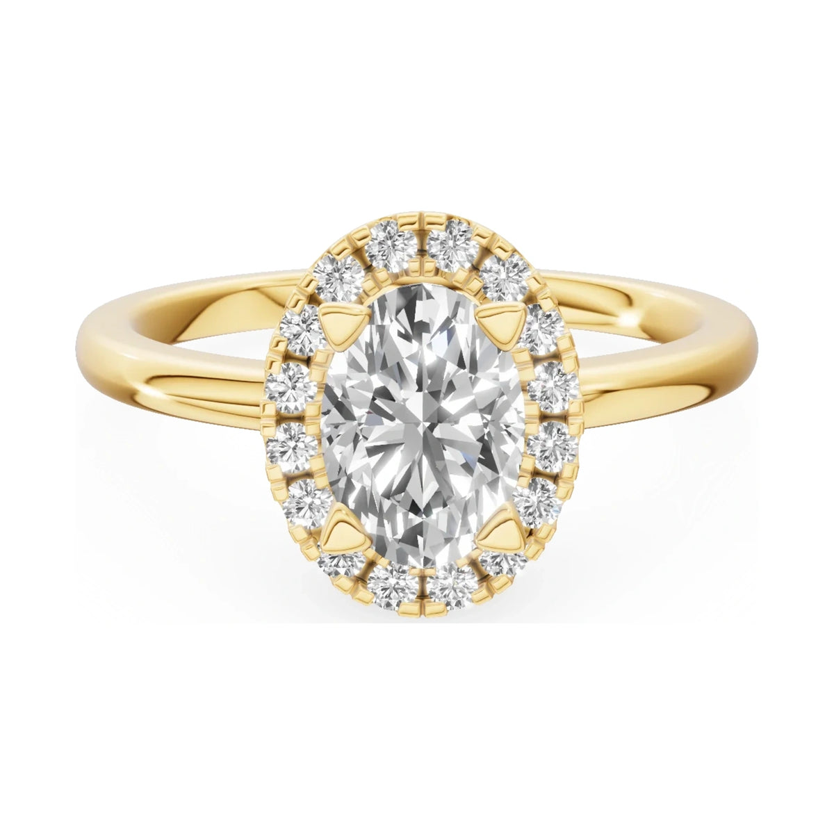 GREMARI Seven Aura 14K yellow gold engagement ring with 1.00 ct oval-cut natural diamond