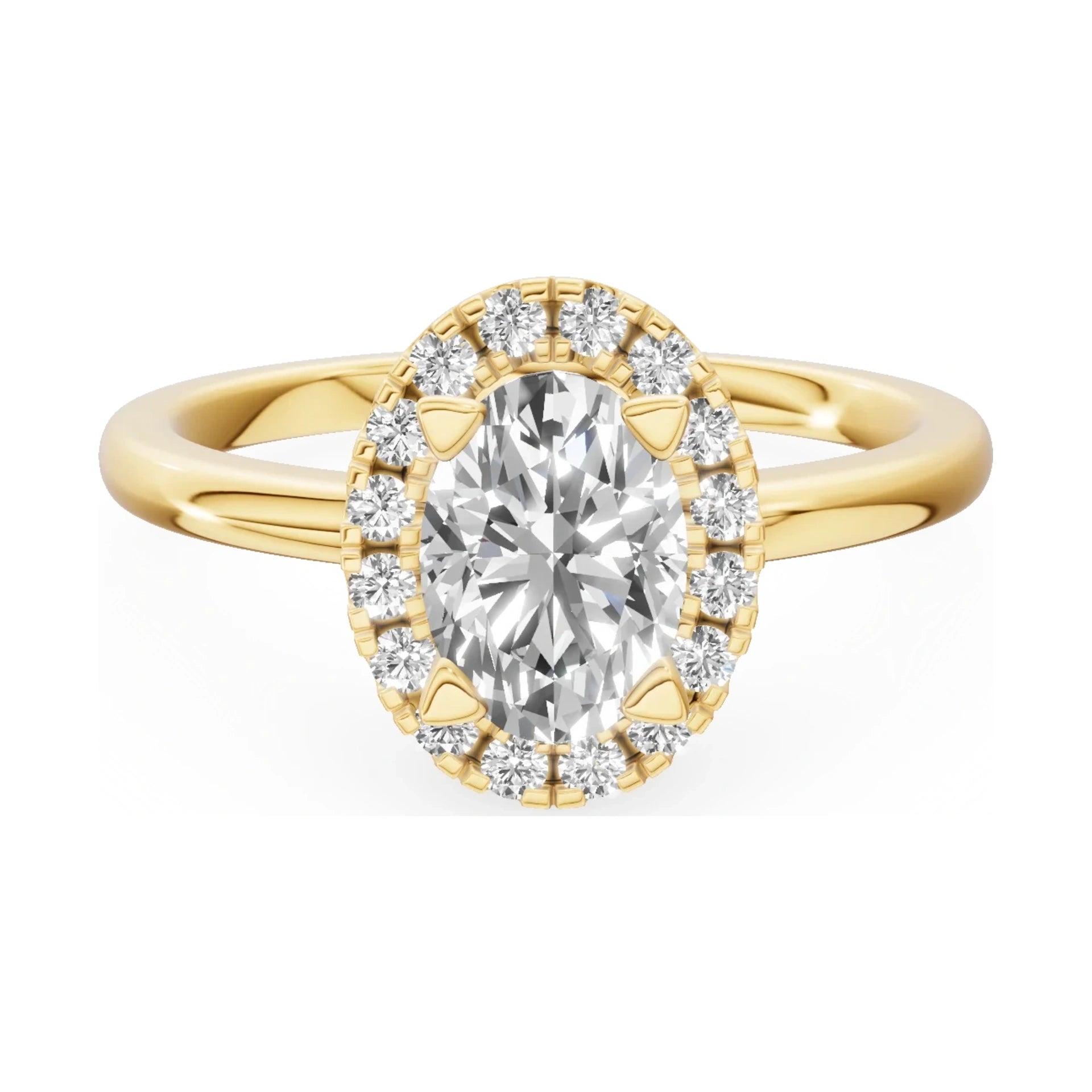 GREMARI Seven Aura 14K yellow gold engagement ring with 1.00 ct oval-cut natural diamond