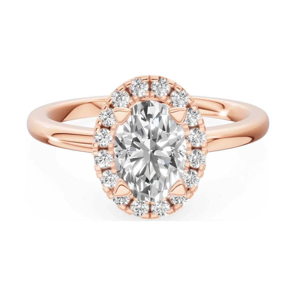 GREMARI Seven Aura 14K rose gold engagement ring with 1.00 ct oval-cut natural diamond