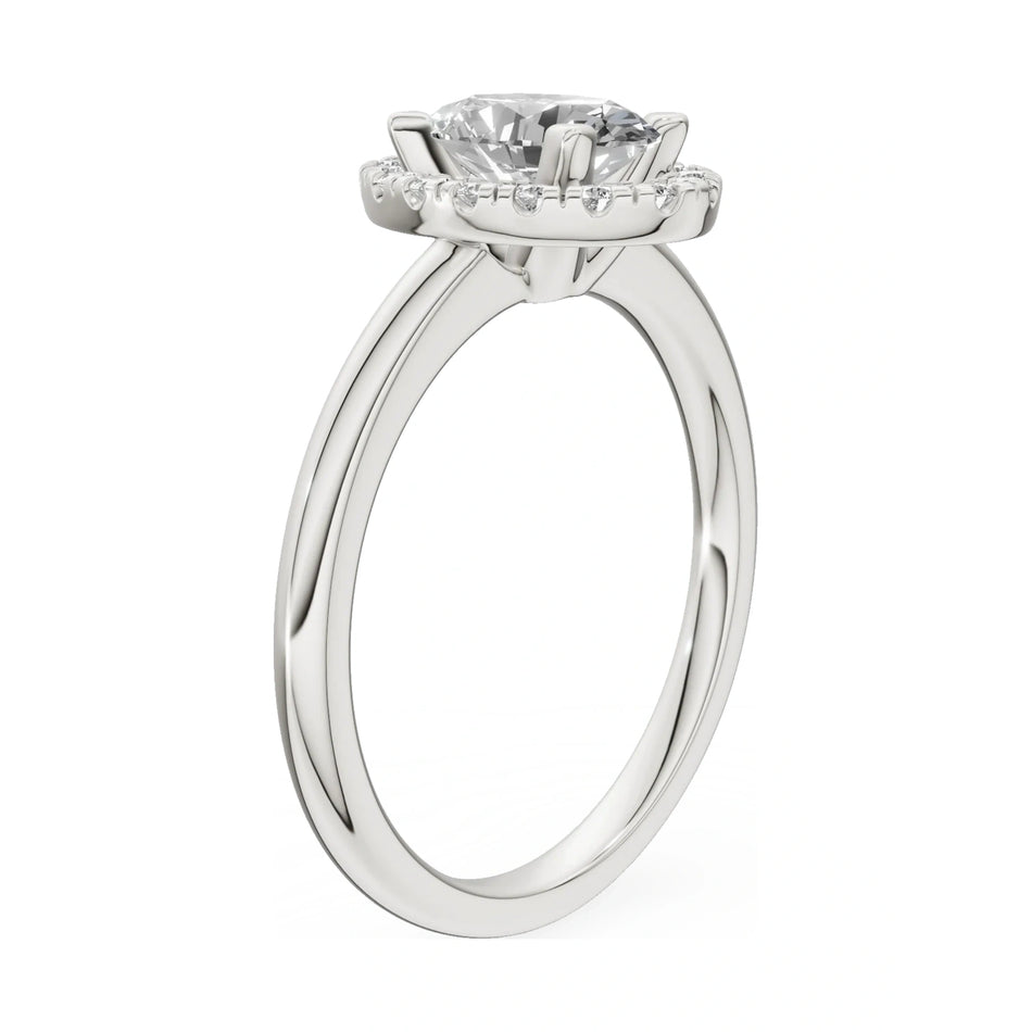 14K white gold GREMARI Seven Aura ring with 1.00 ct oval-cut natural diamond