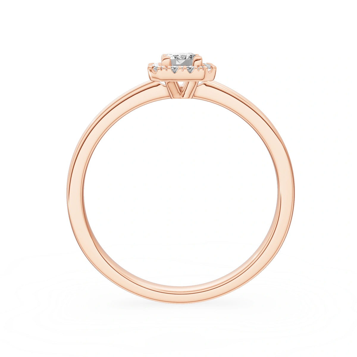 Rose Gold 14K (585) Engagement Ring - Gremari Seven Aura with 0,24ct Lab Grown Diamond, Emerald Cut