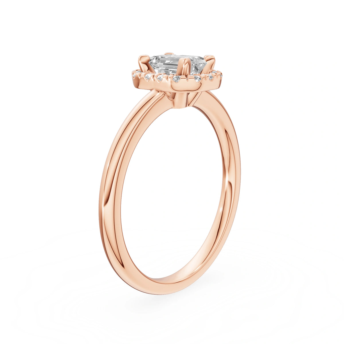 Rose Gold 14K (585) Engagement Ring - Gremari Seven Aura with 0,50ct Lab Grown Diamond, Emerald Cut
