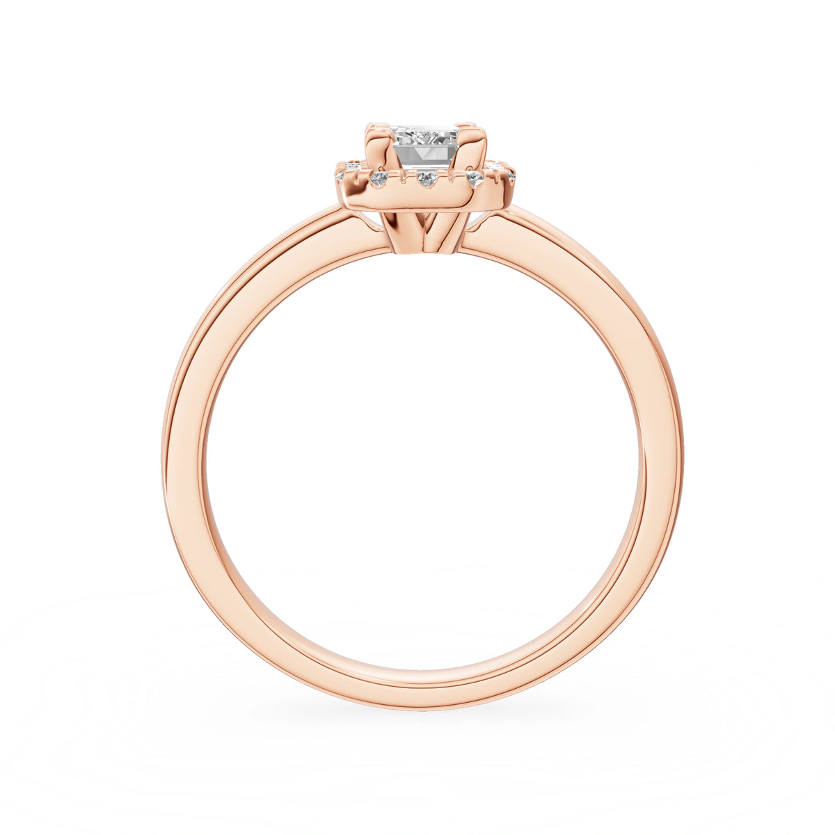 Rose Gold 14K (585) Engagement Ring - Gremari Seven Aura with 0,50ct Lab Grown Diamond, Emerald Cut