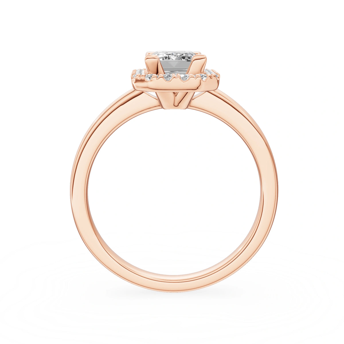 Rose Gold 14K (585) Engagement Ring - Gremari Seven Aura with 1,00ct Lab Grown Diamond, Emerald Cut